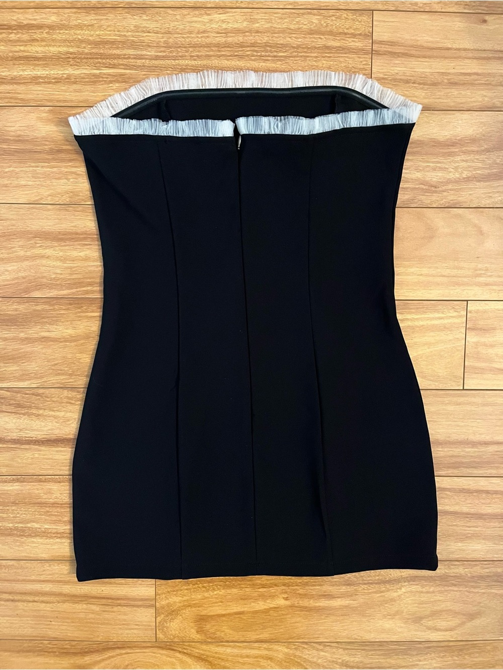 Edikted Black Strapless Mini Dress with White Tulle Trim - Picture 4 of 4